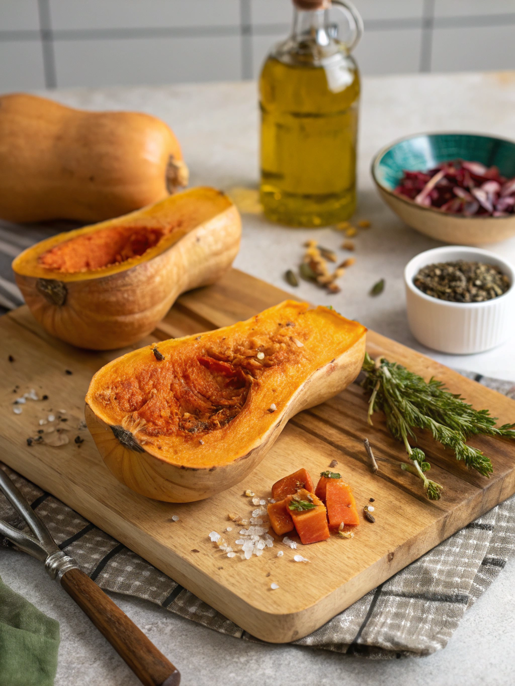 Ingrédients pour courge butternut rôtie au four