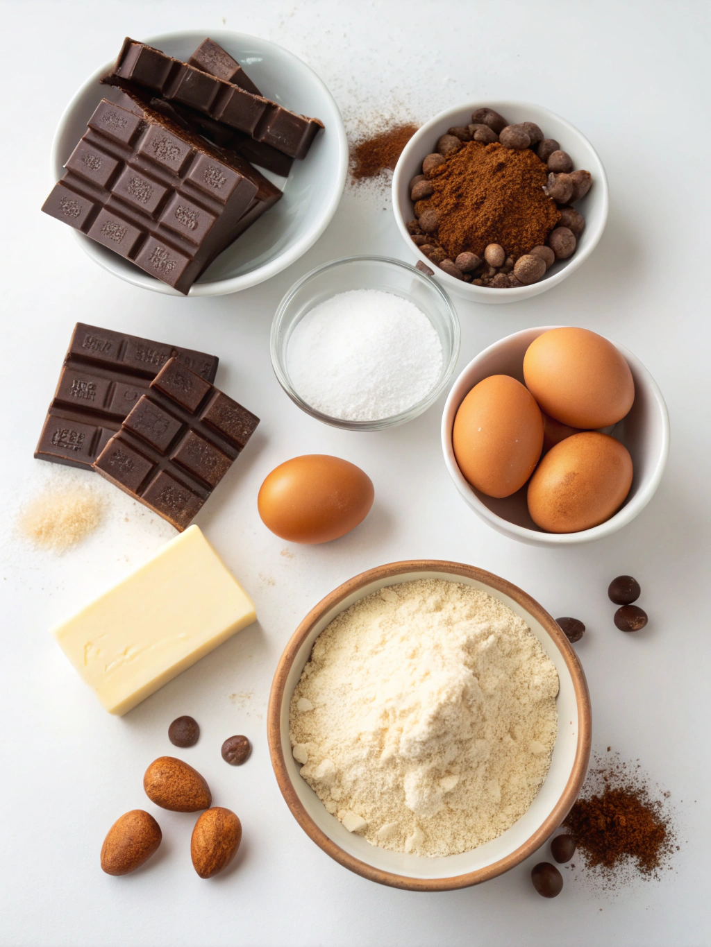 Ingrédients pour gâteau au chocolat praliné
